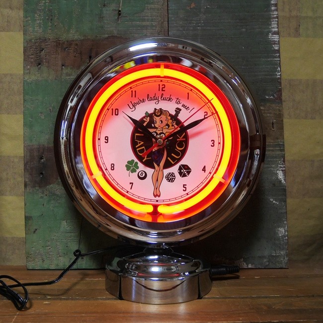 LADY LUCK ガスランプ ネオンクロック 置時計 レディラック GASLAMP