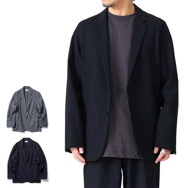 TIME SALE] ATON エイトン ウール サキソニー ノーカラー ジャケット