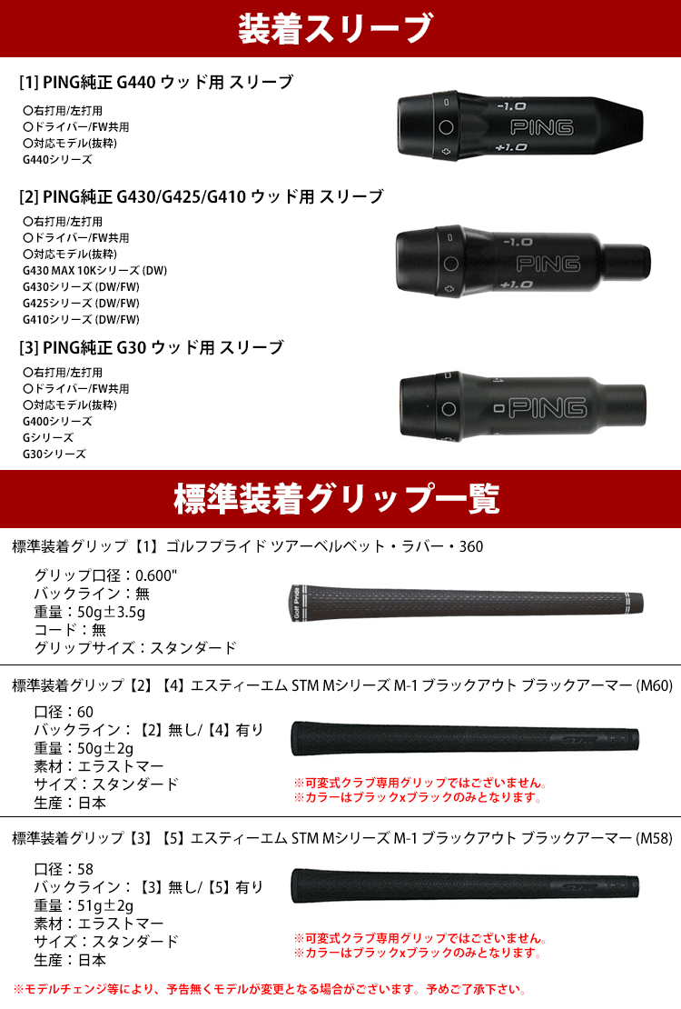 全てメーカー純正部品使用】【ドライバー用対応】 PING ウッド用 純正