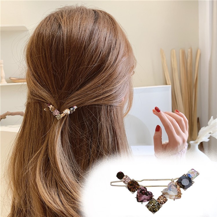 送料無料 V字型 ヘアクリップ ビジュー ヘアピン 髪飾り きらきら