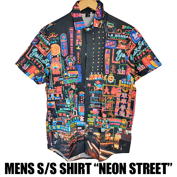 シャツ 半袖 NEON STREET オープンシャツ 総柄 メンズファッション