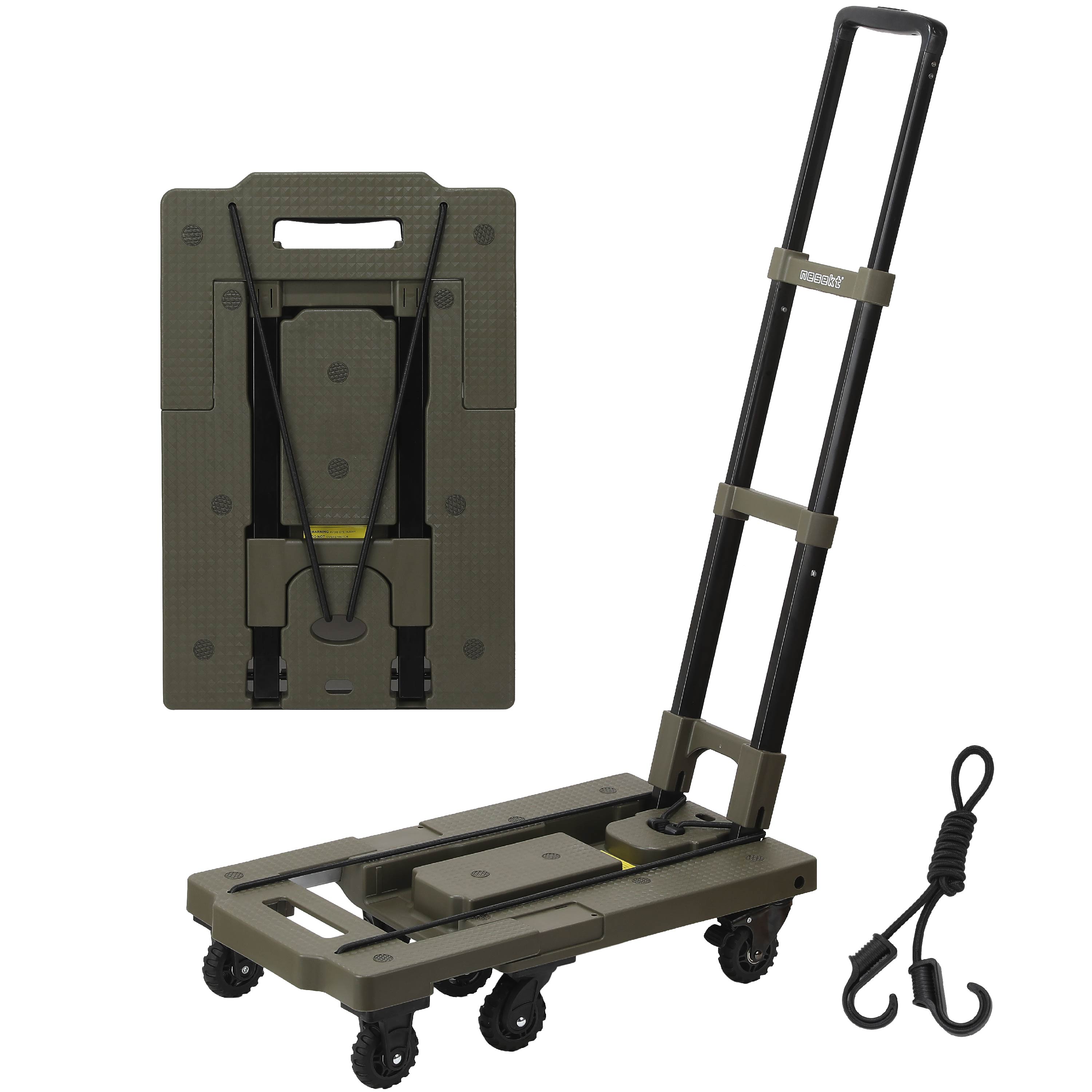 ネセクト]折りたたみ式台車 ストッパー付き静音車輪 耐荷重150kg 軽量