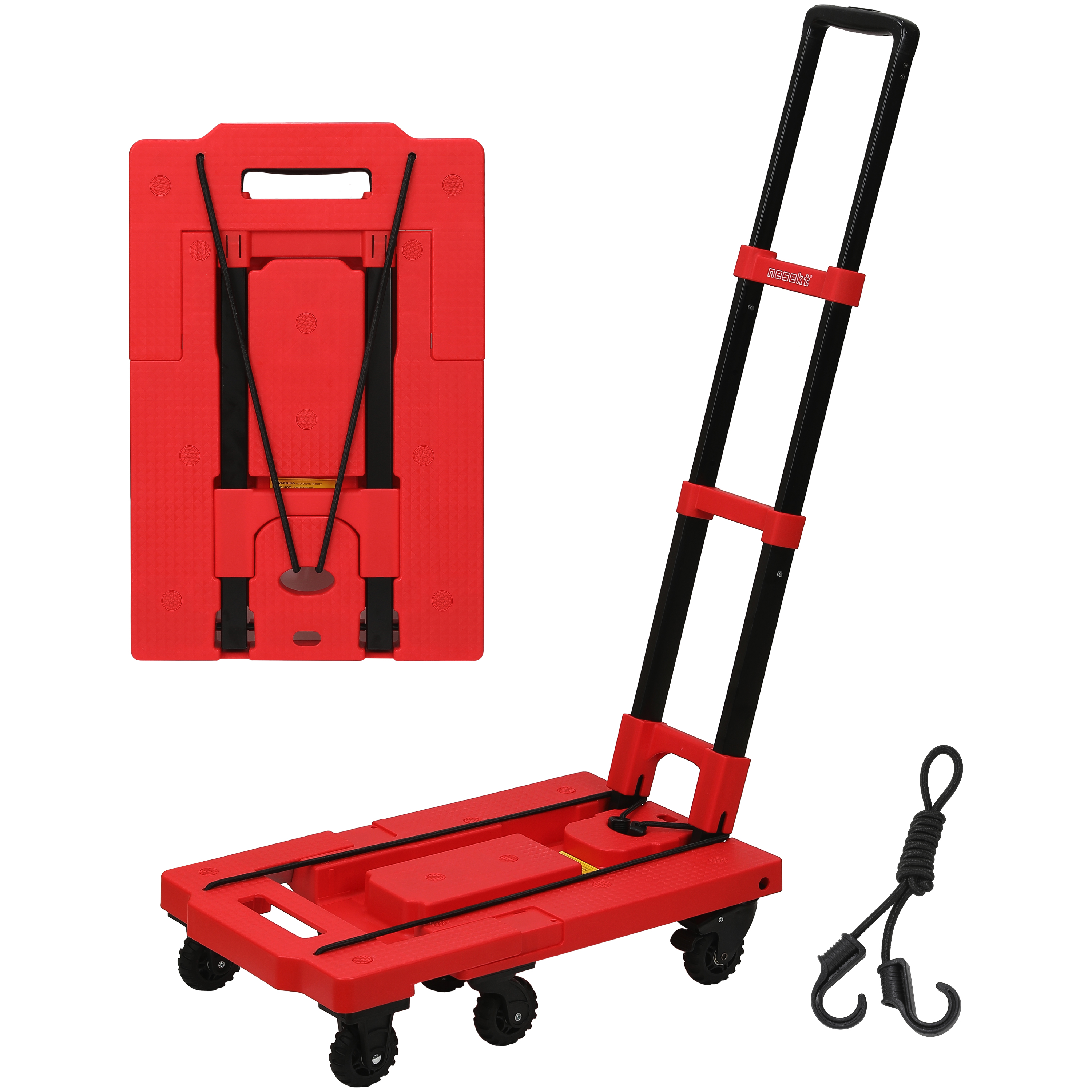 ネセクト]折りたたみ式台車 ストッパー付き静音車輪 耐荷重150kg 軽量