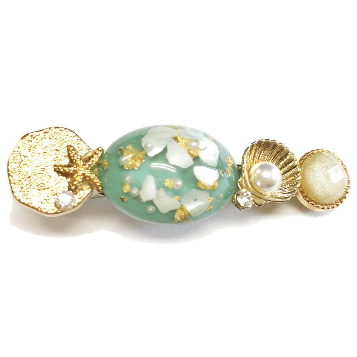 ヘアクリップ 小さめ 貝殻 海 オーシャンモチーフ お洒落 髪飾り ha