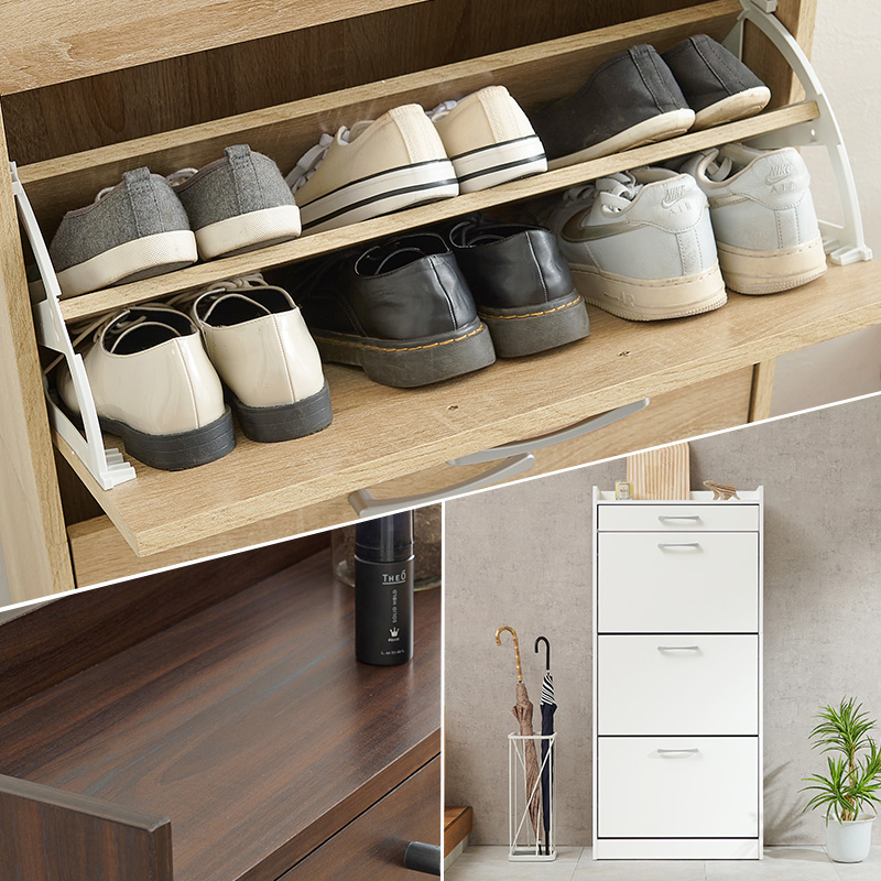 HAGiHARA（萩原） シューズボックス 靴箱 幅62cm 3段タイプ 可動棚