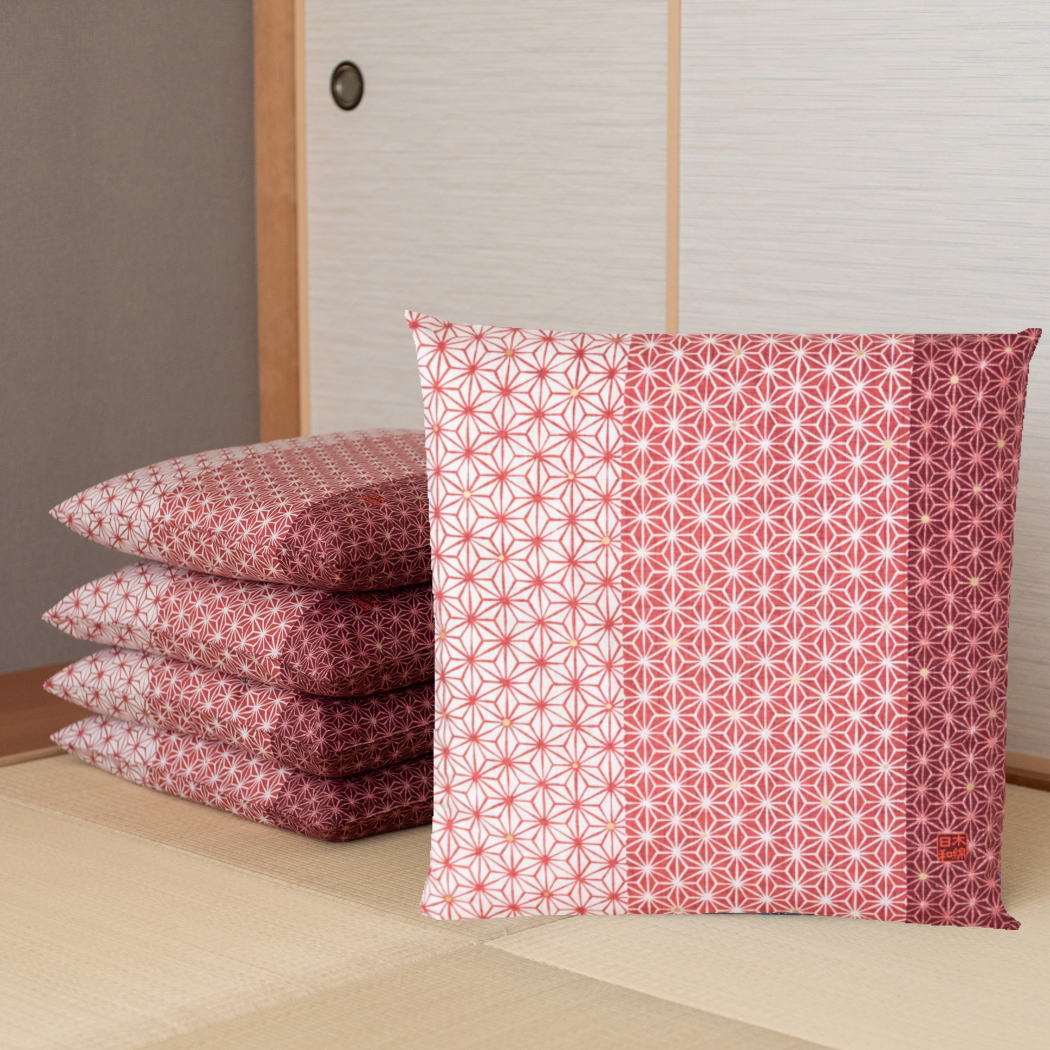 座布団カバー 5枚組 55 59 銘仙判 綿100％ 大口ファスナー 麻の葉柄