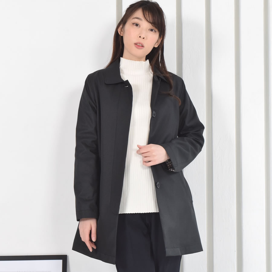 Merfirge 爆買 ステンカラーコート 裏地 チェック柄 ステンカラー