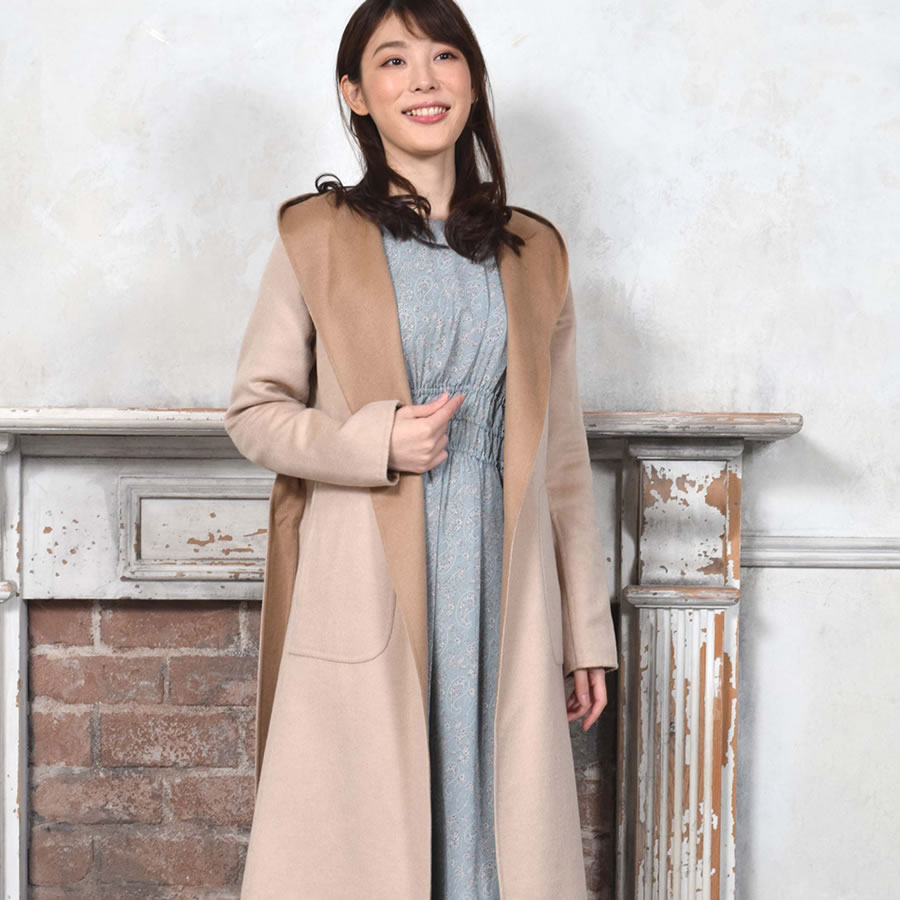 Merfirge 爆買 フード付きコート ウール混 ダブル フェイス