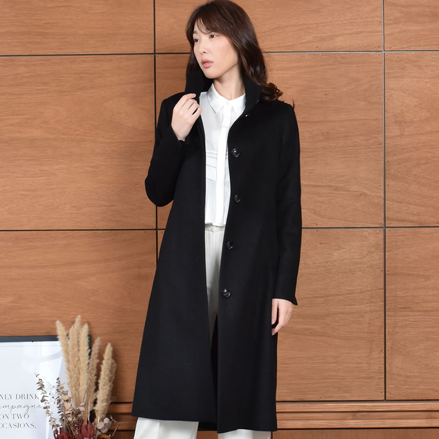 爆買 スタンドカラーコート カシミヤ & ウール カシミア ロングコート