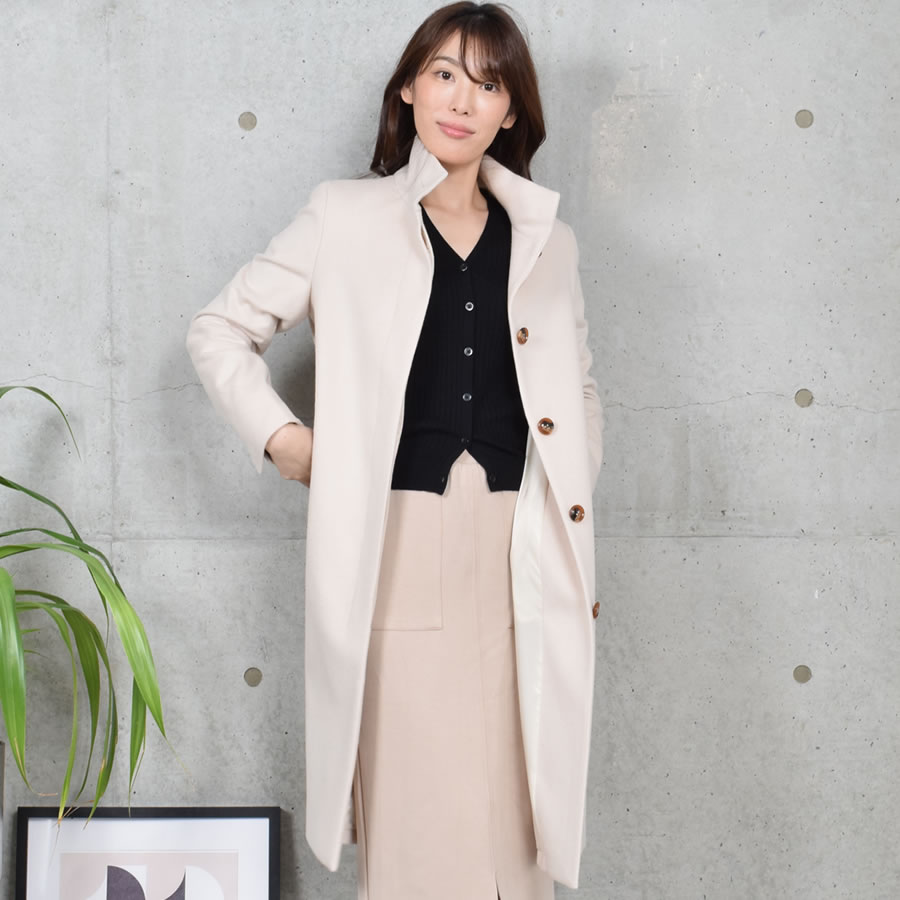 爆買 スタンドカラーコート カシミヤ & ウール カシミア ロングコート