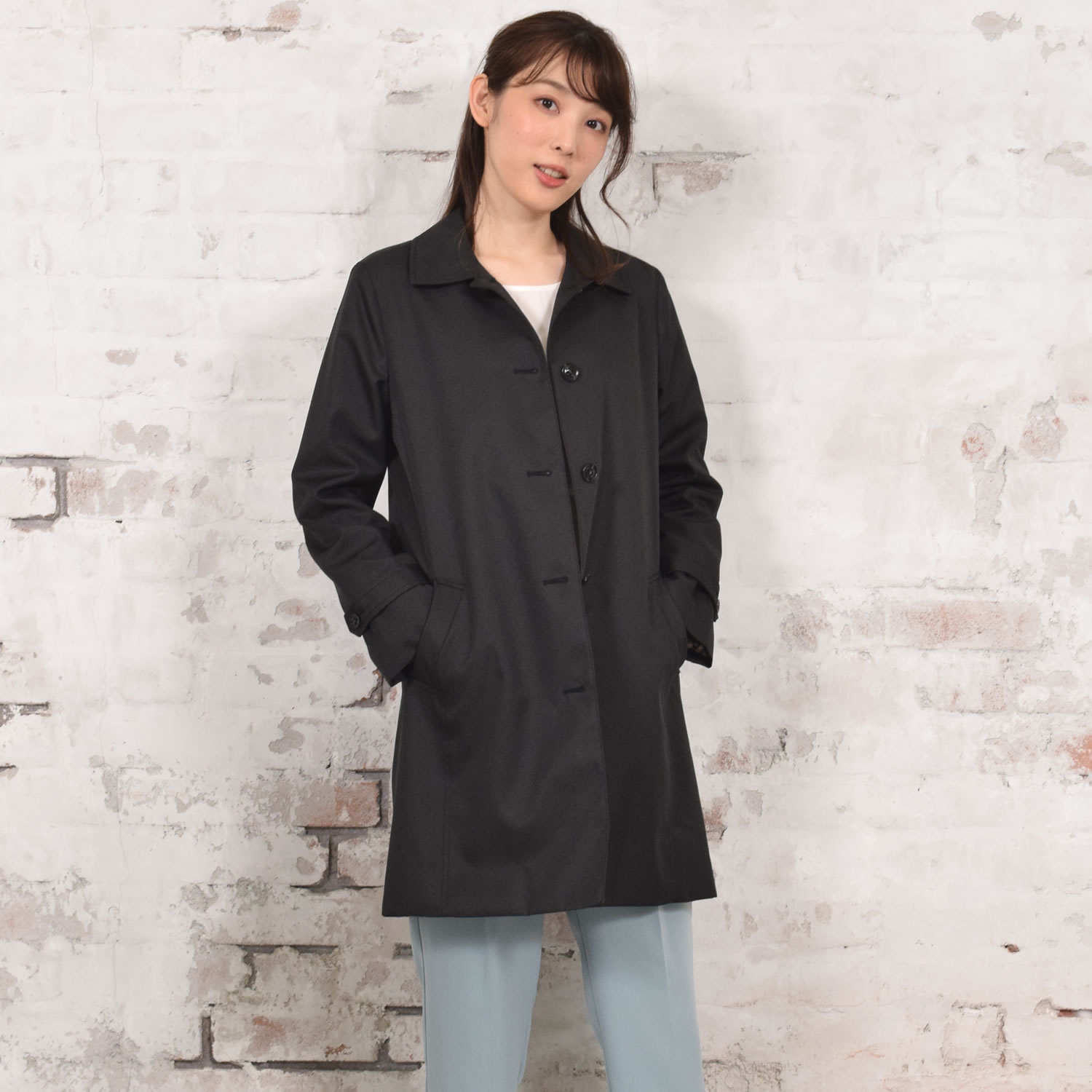 Merfirge 爆買 ステンカラーコート 裏地 チェック柄 【花粉対策・弱撥