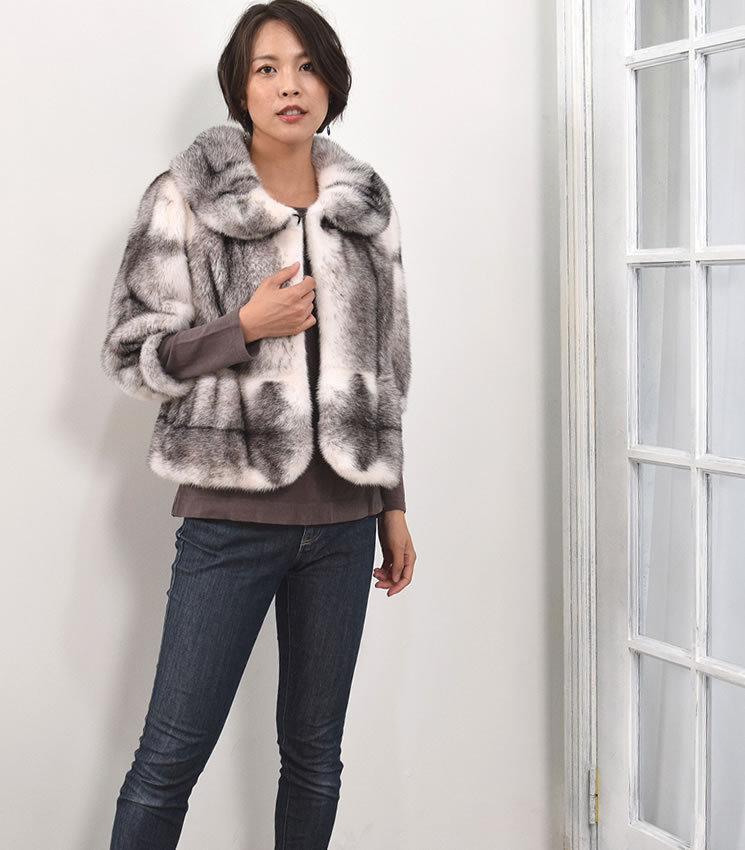 爆買 SAGA ブラッククロス ミンク ファージャケット (ms6839