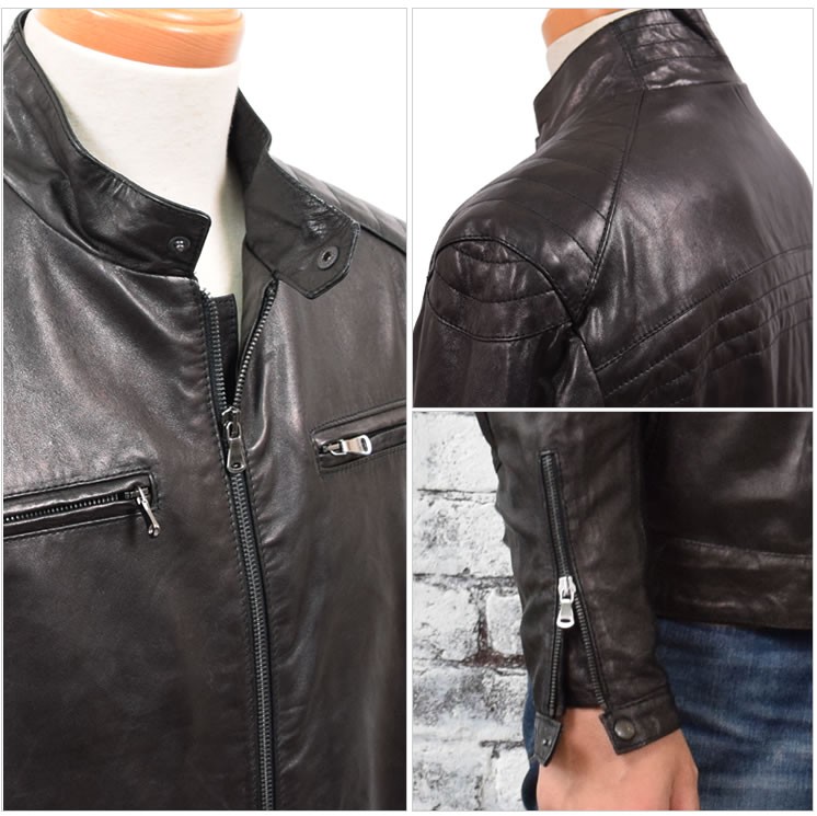 爆買 イタリア製 本革 ラム レザー メンズ ライダース ジャケット 本皮