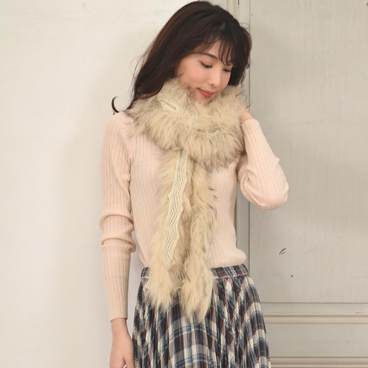 爆買 ニット ラクーン ファー ストール ファーコート カラー ティ