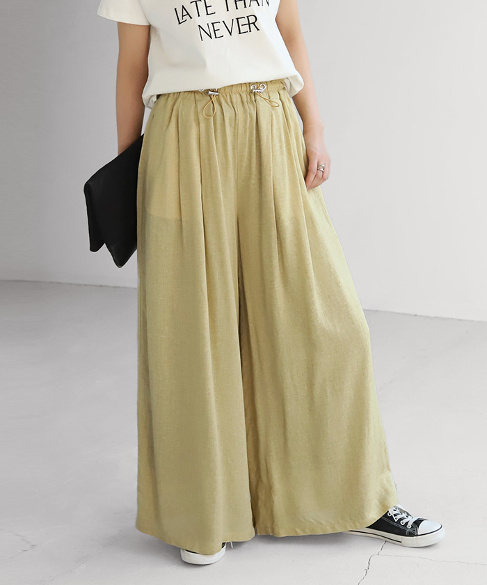 HUG.U（ハグユー） パンツ リネンパンツ ワイドパンツ レディース