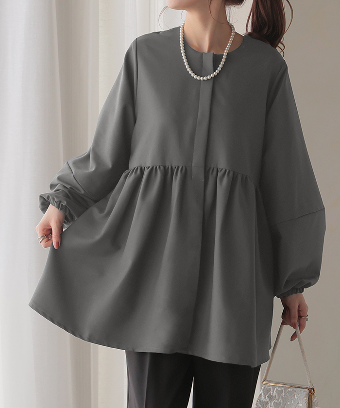 HUG.U（ハグユー） ブラウス ペプラム 体型カバー チュニック