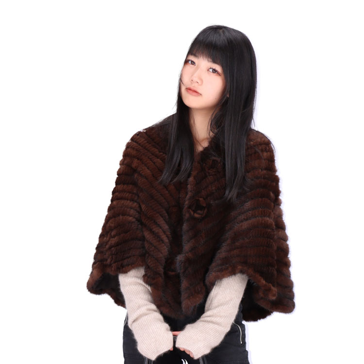 ミンク 編み込み ファー ケープ コサージュ付 爆買 : エルベートブルー