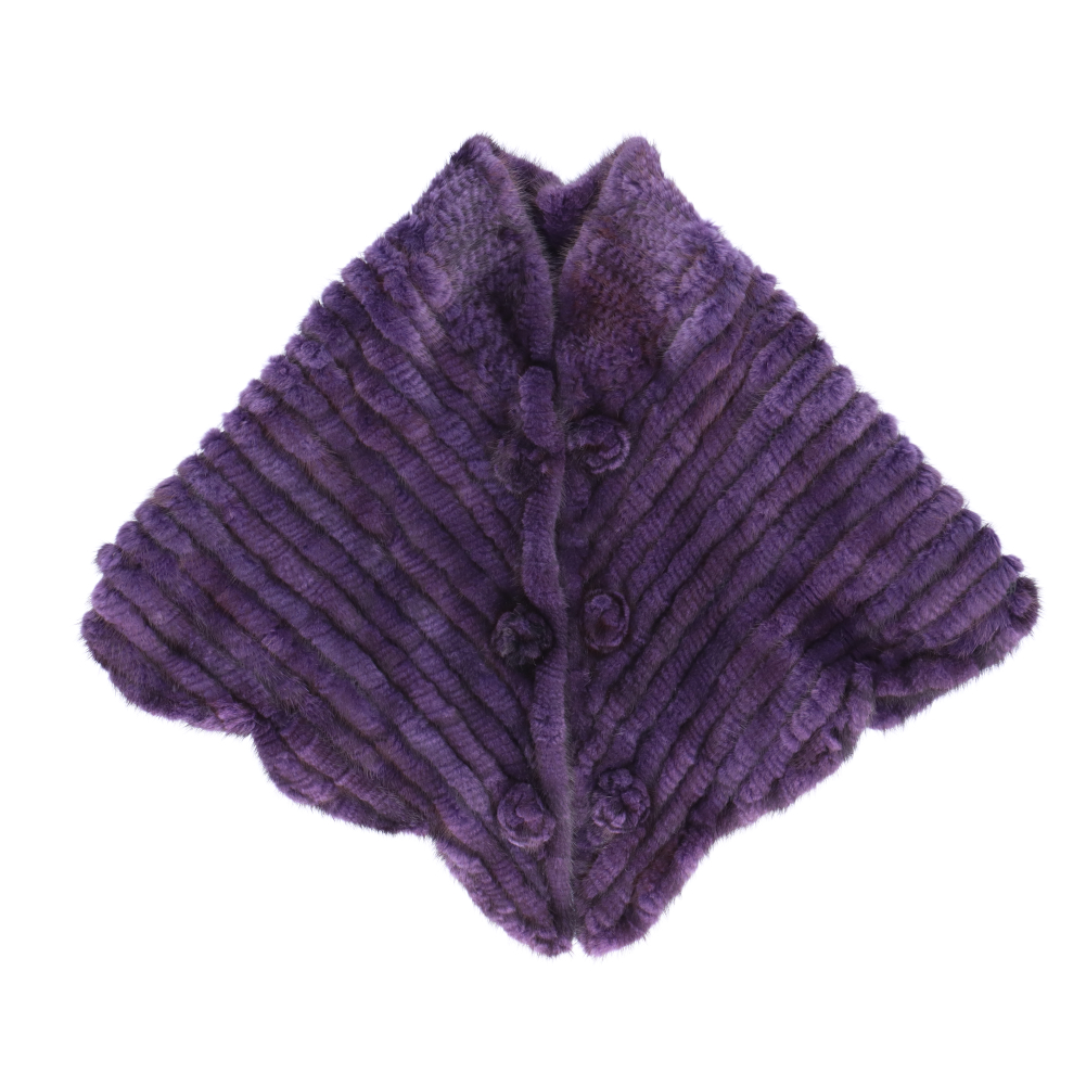 ミンク 編み込み ファー ケープ コサージュ付 爆買 : エルベートブルー