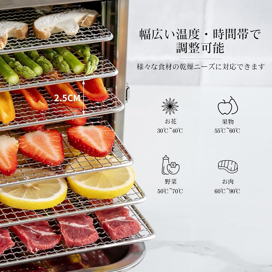 6層食品乾燥機 フードドライヤー 304ステンレス鋼製 家庭用 レシピ付き