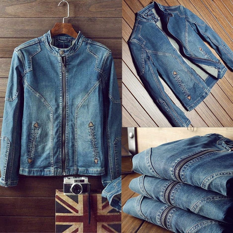 ヴィンテージ スタンドカラー デニム ライダース ジャケット