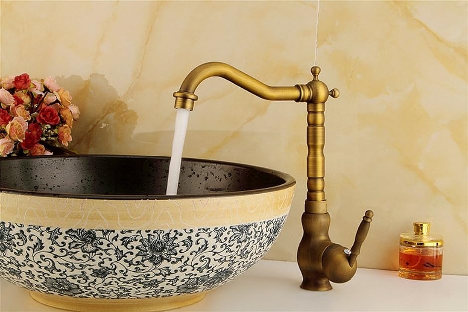 キッチン 洗面用 アンティーク 混合水栓 手洗いボウル 手洗い鉢 蛇口