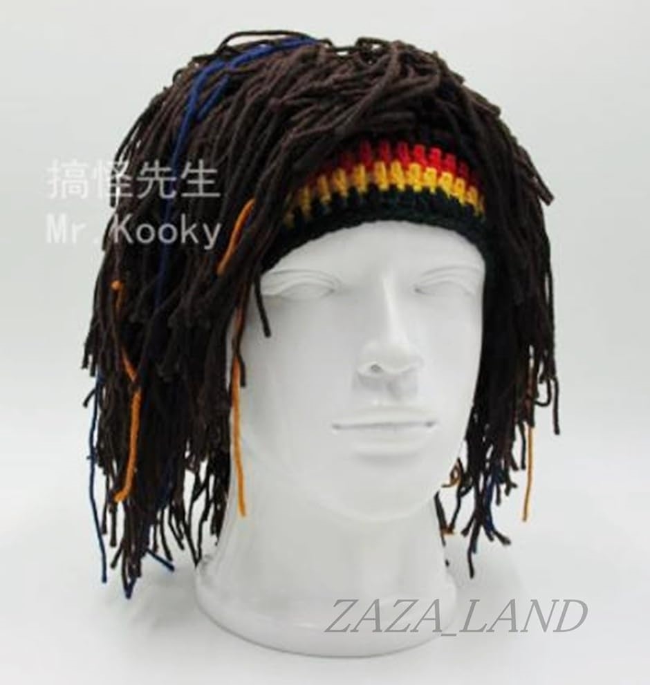 ニット帽 ドレッド ヘアー ラスタカラー レゲエ ジャマイカ( ブラウン