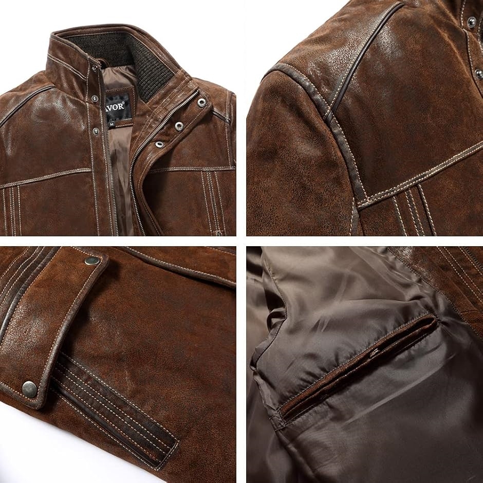 メンズ 本革レザージャケット スタンディングカラー アウトドアコート