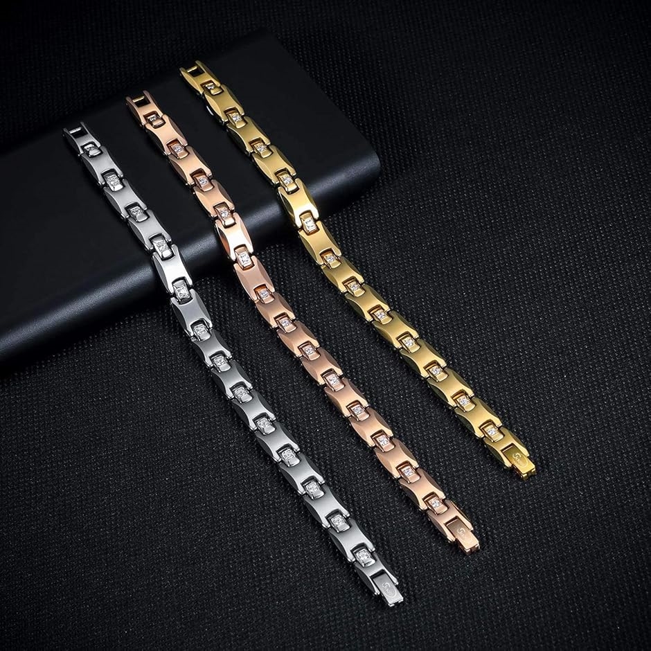 磁気ブレスレット レディース 純チタン 軽量 金属アレルギー対応