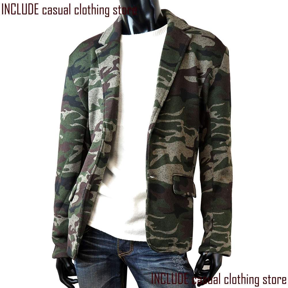 テーラードジャケット ニット フリース ジャケット ブレザー カモフラ