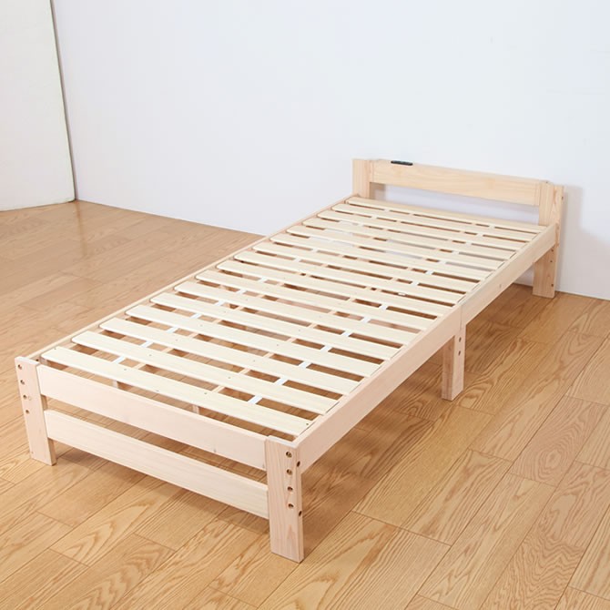 すのこベッド シングル 高さ3段階調整 天然木製 高さ調節ができる