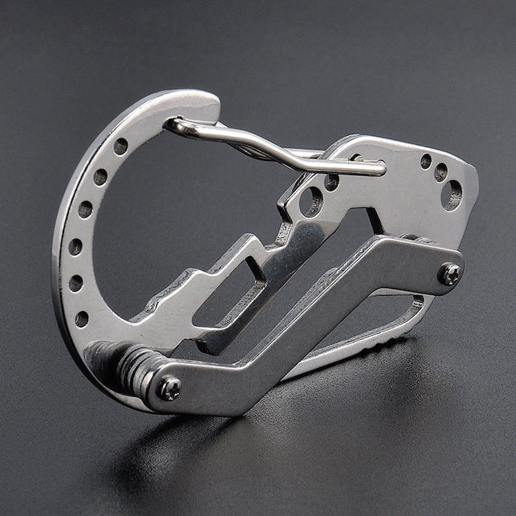 キーカラビナ キーホルダー 多機能 マルチ カラビナ ツールステンレス