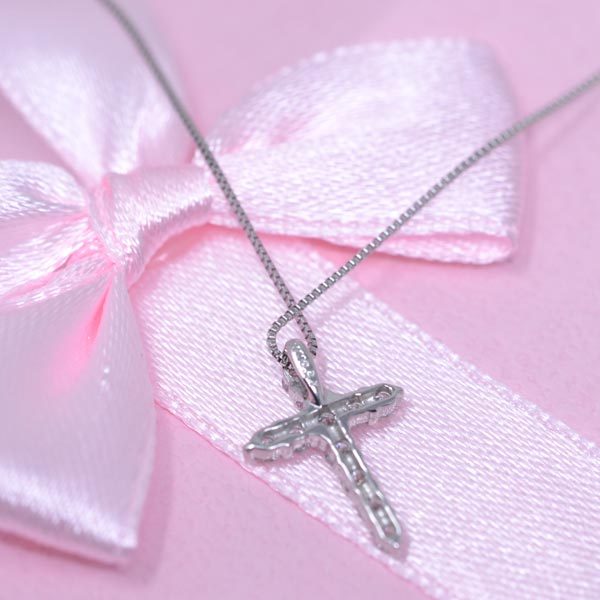 クロス ネックレス プラチナ PT900 PT850 ダイヤモンド 十字架 ダイヤ