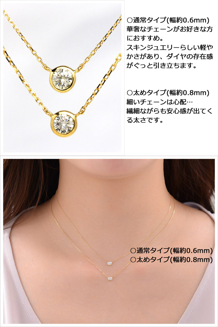 ダイヤモンド ネックレス 0.13ct K18 イエローゴールド 一粒ダイヤ