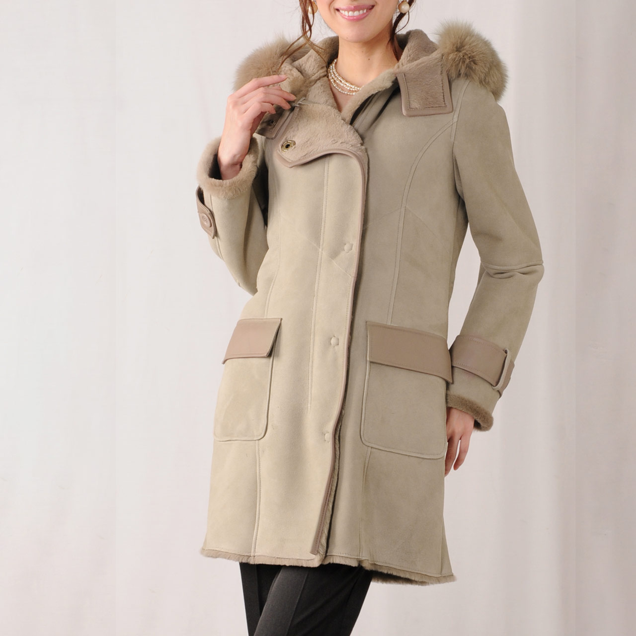 sankyo shokai（三京商会） ＜爆買＞ムートンコート Wフェイス フード