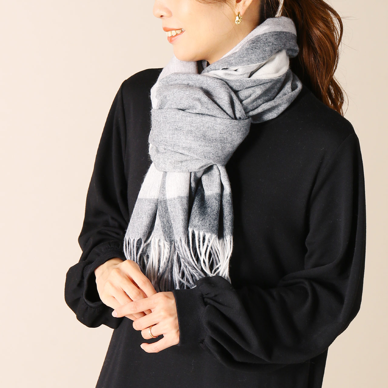 sankyo shokai（三京商会） カシミヤ100% チェック 大判 ストール