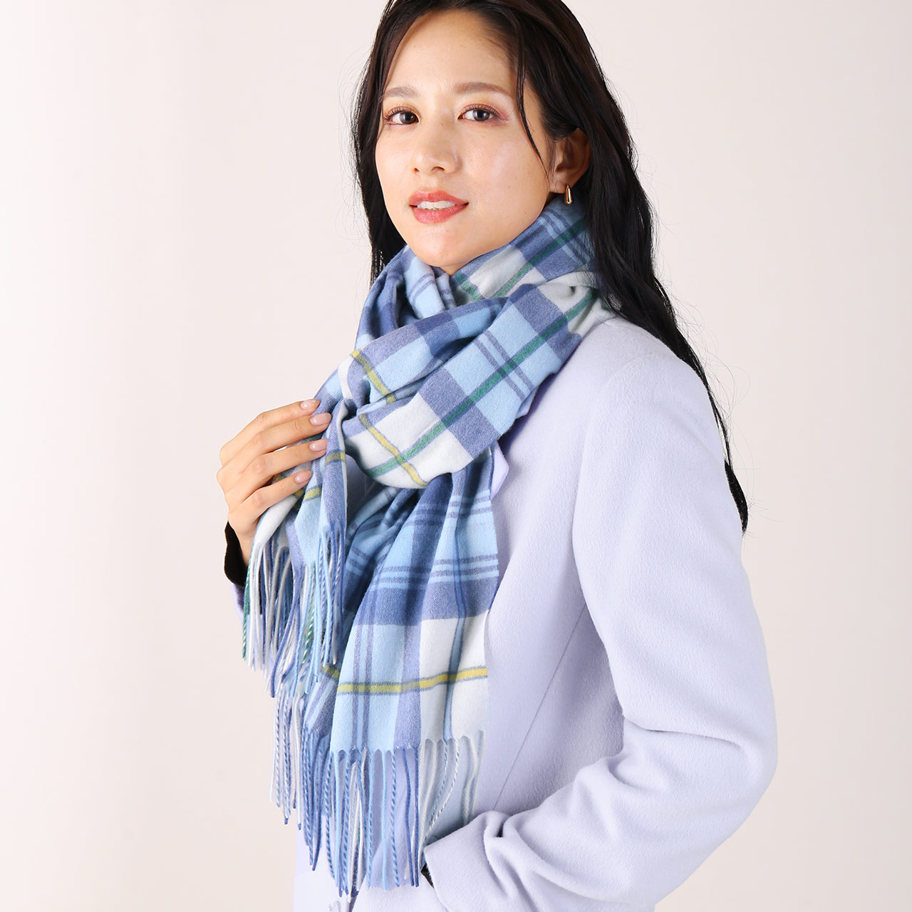 sankyo shokai（三京商会） カシミヤ100% チェック 大判 ストール