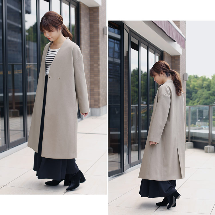 sankyo shokai（三京商会） カシミヤ ブレンド ウール ノーカラー V