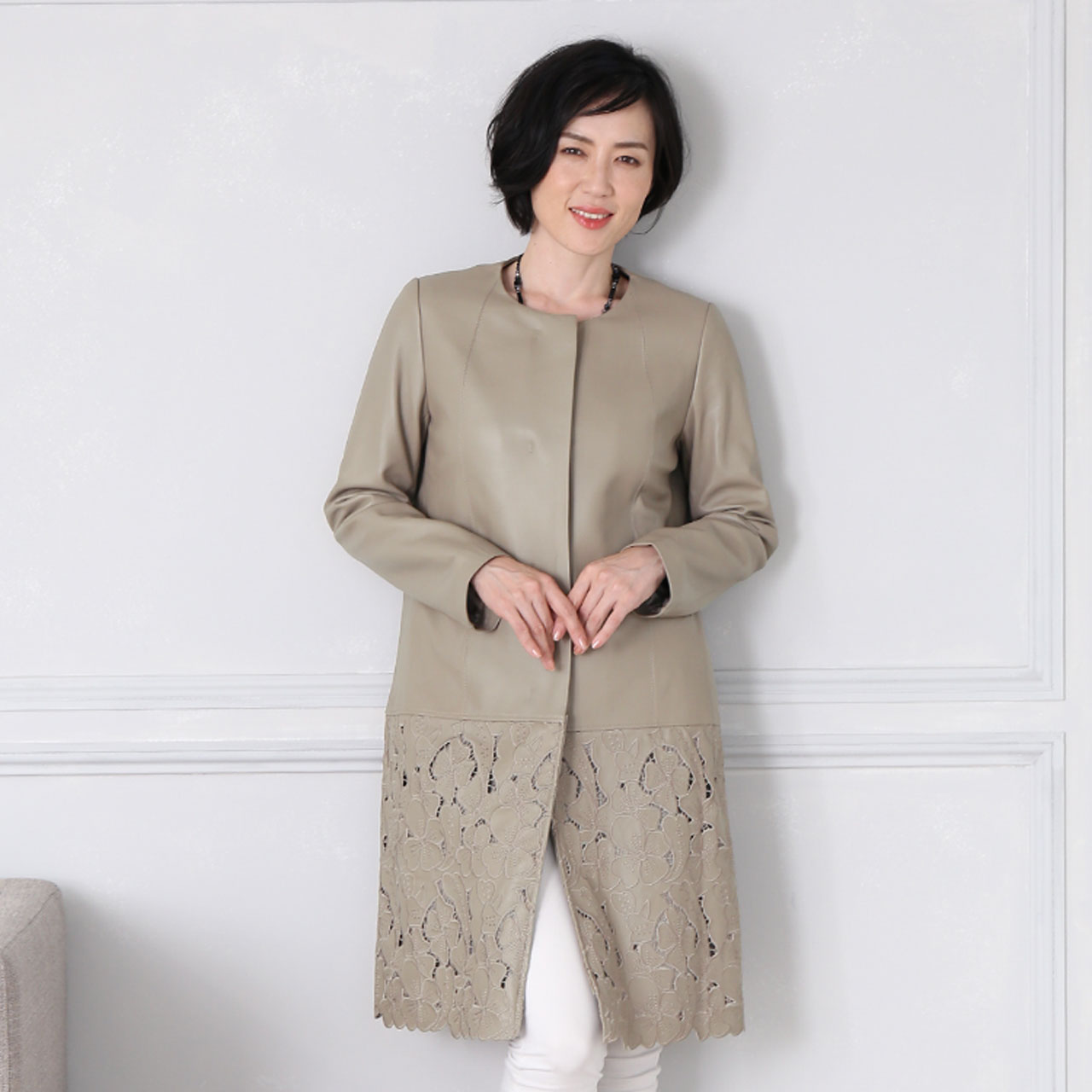 sankyo shokai（三京商会） ＜爆買＞ラムレザー ノーカラー コート