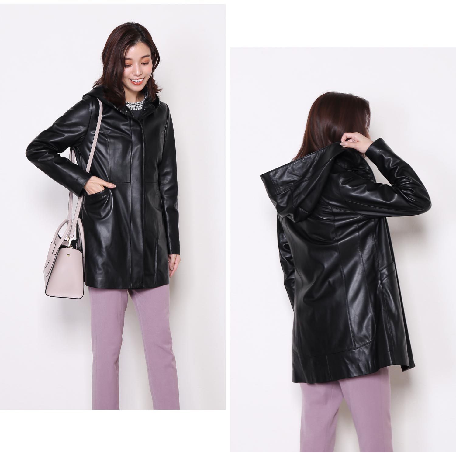 sankyo shokai（三京商会） レザーコート レディース フード付 ラム