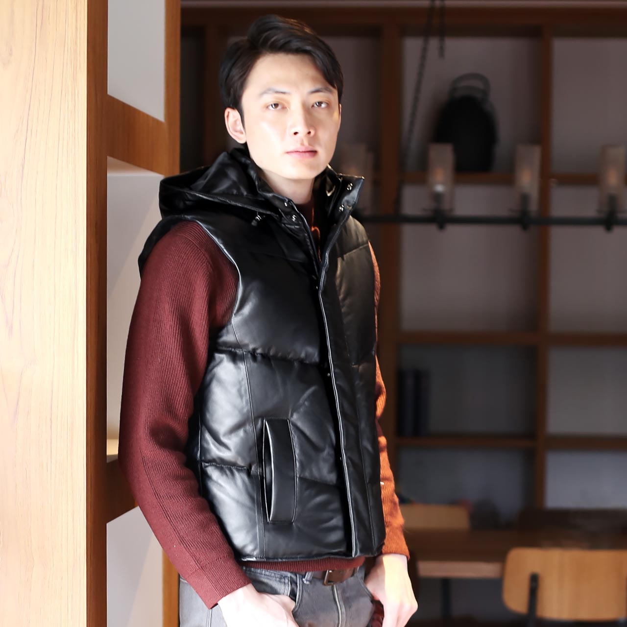 sankyo shokai（三京商会） [10%offクーポン]ラム レザー ダウン