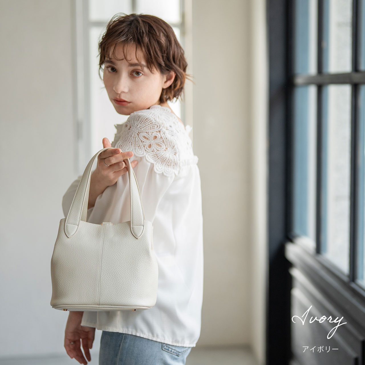 mieno（ミエノ） 本革 バッグ レディース キューブバッグ 牛革