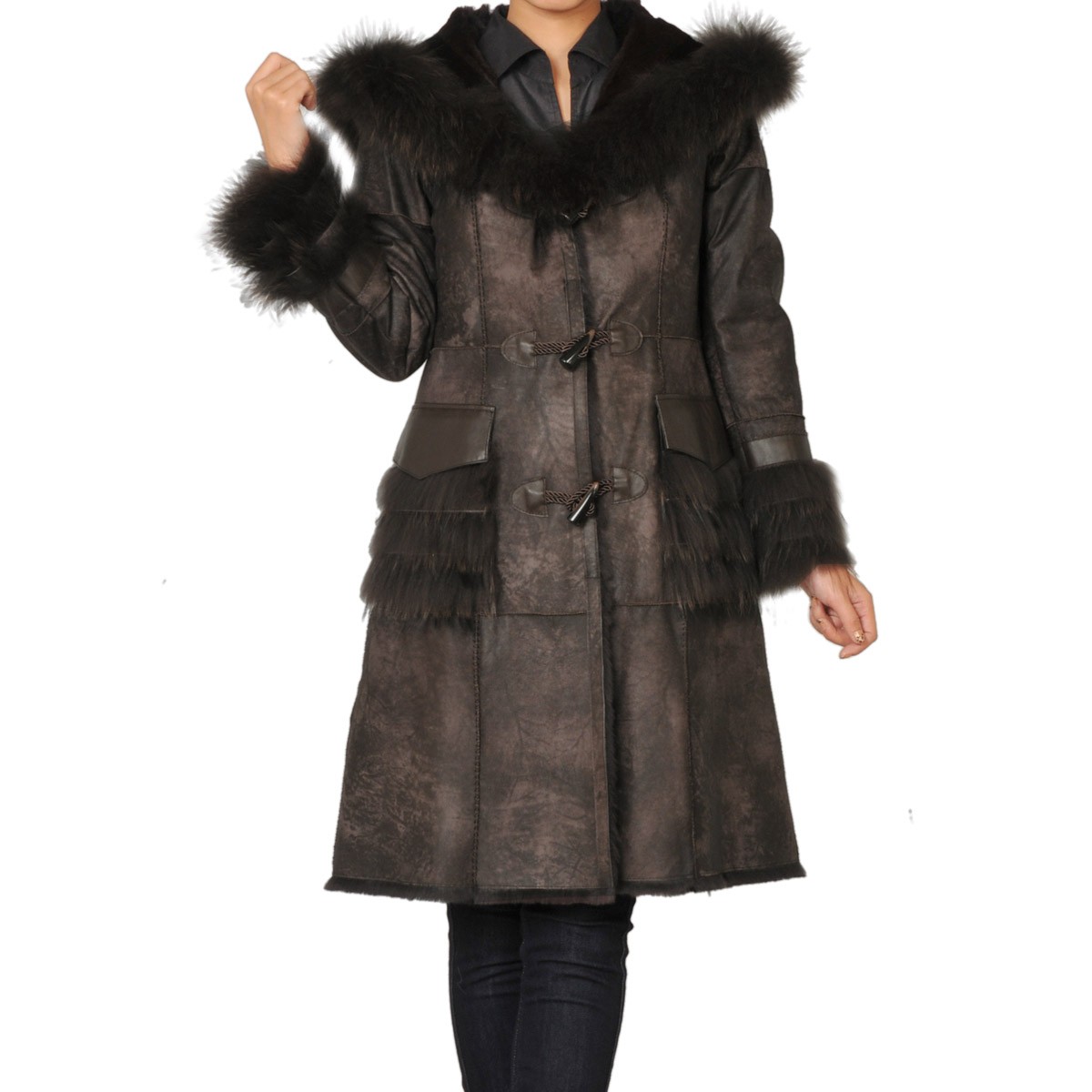 sankyo shokai（三京商会） ＜爆買＞ファーコート ラビット Wフェイス