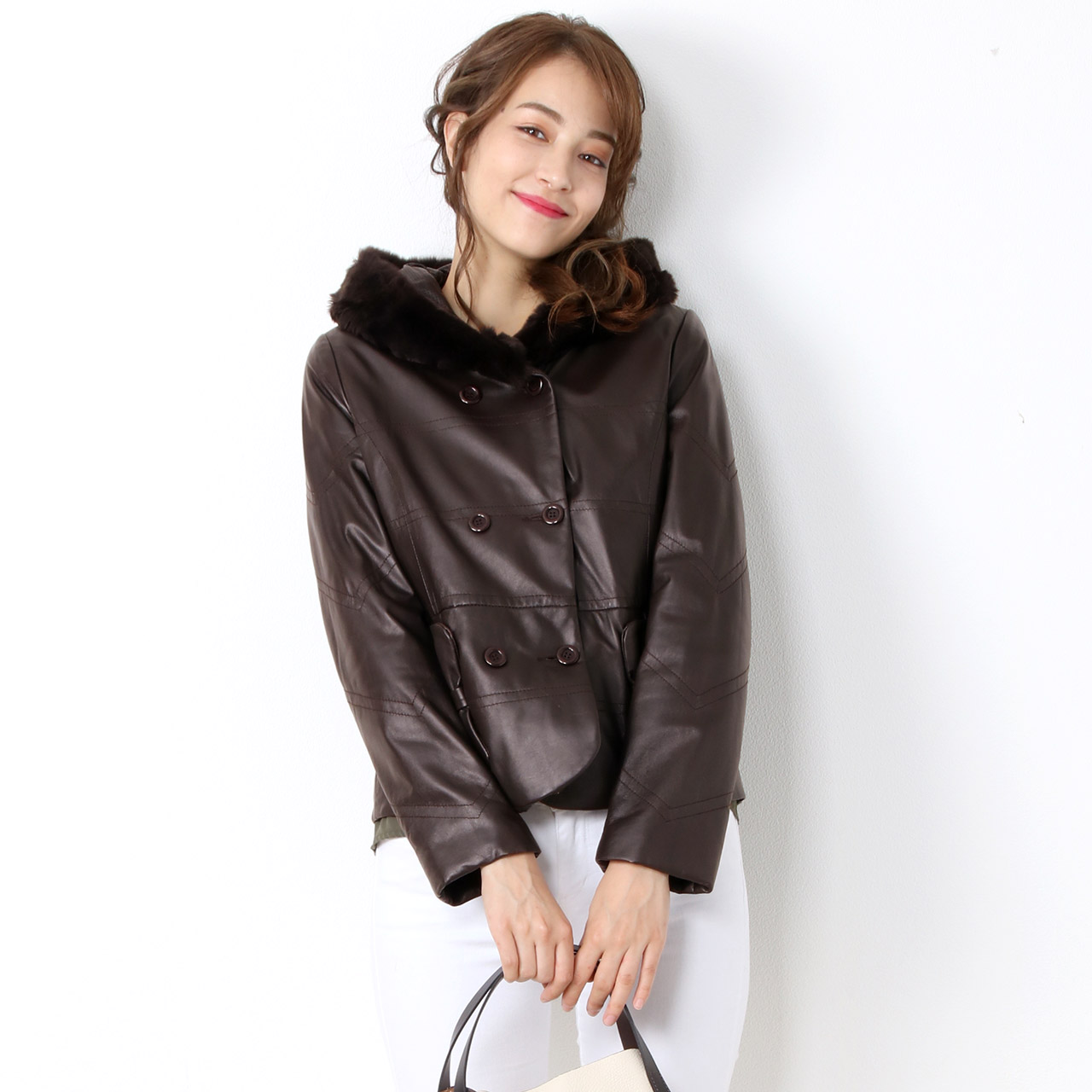 アンディ Andy ラムレザー ファー付き レザージャケット レディース S