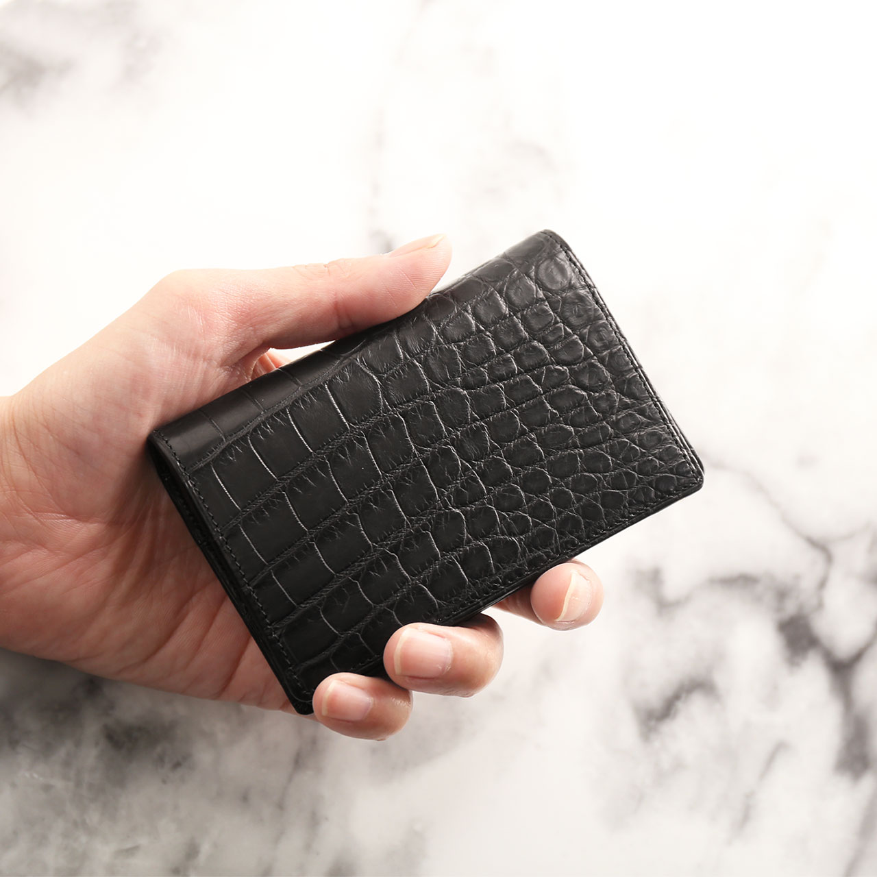 sankyo shokai（三京商会） クロコダイル 名刺入れ 日本製 無双 一枚革