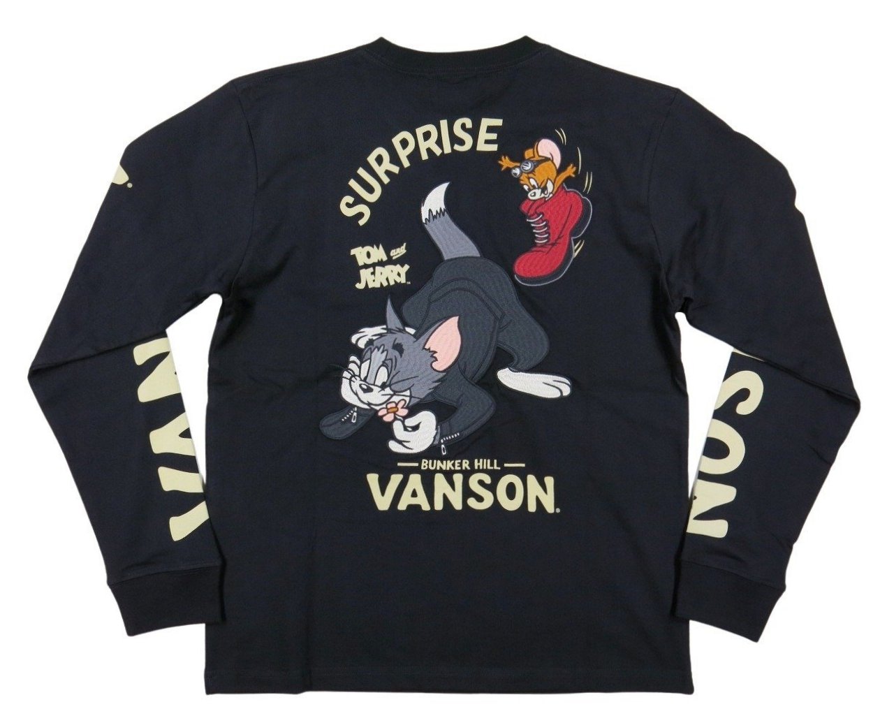 VANSON（バンソン） × TOM & JERRY コラボ トムとジェリー刺繍 ロンT