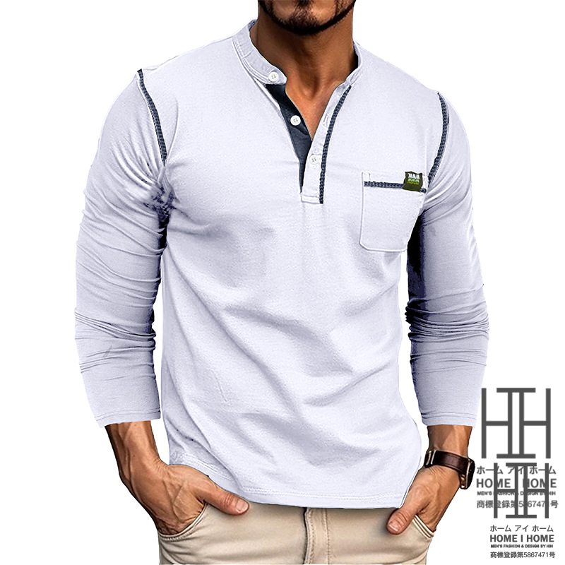 ホームアイホーム ポケットt tシャツ メンズ ゆったり 長袖 胸ポケット