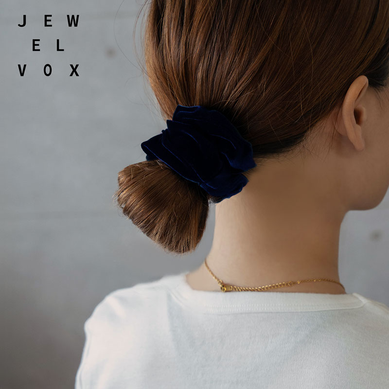 Jewel VOX シュシュ ヘアゴム ヘアアクセ ブラック ネイビー ベロア S