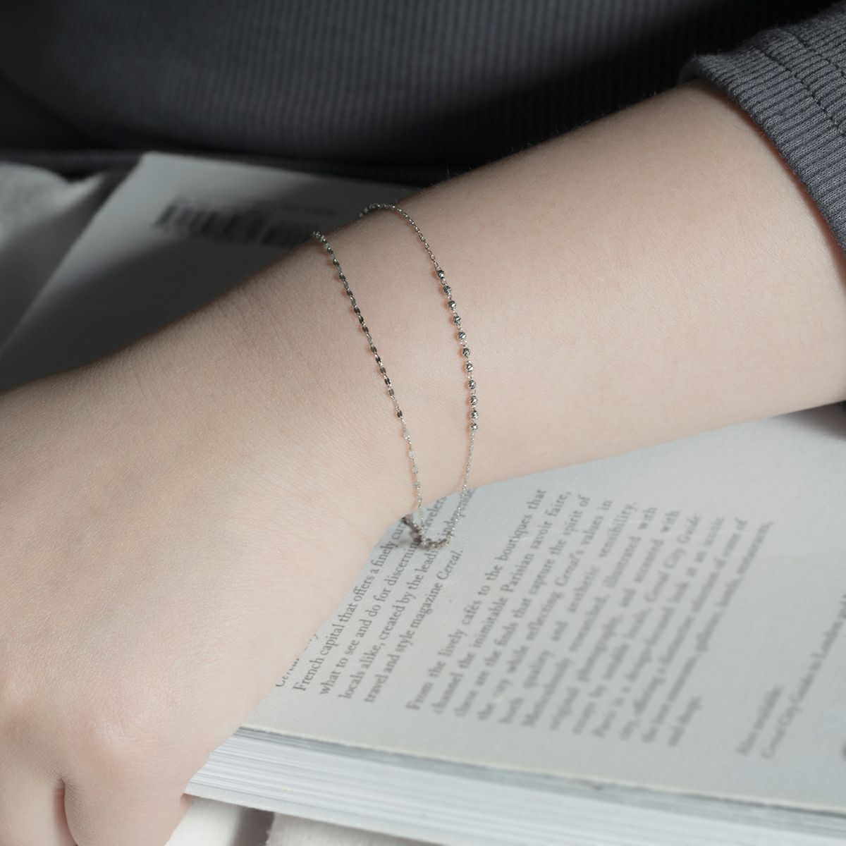 ジュエリーフィガロ ブレスレット プラチナ 2連 チェーン ブレスレット