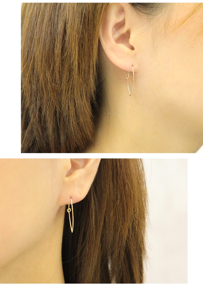 フープピアス 大ぶり 10金ピアス k10 10k レディース フック式