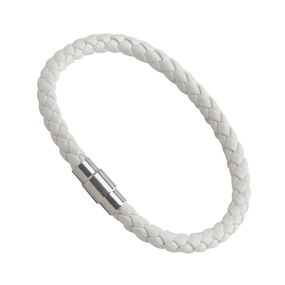 レザー ブレスレット メンズ 編み込み 丸組み ブラック ホワイト